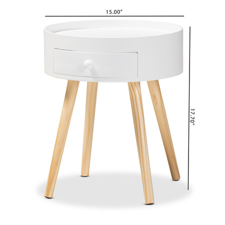 Baxton Studio Jessen Mid-Century White 1-Drawer Wood Nightstand 154-9050